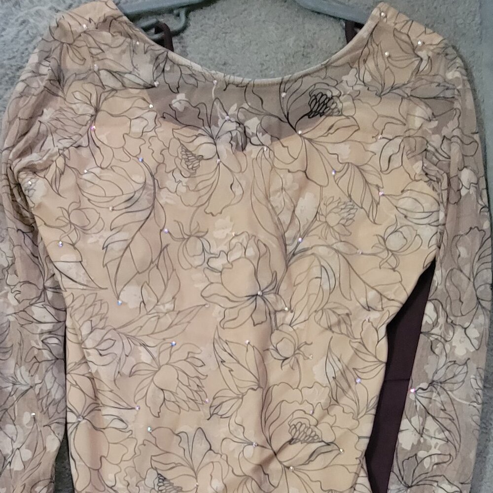2 piece dancewear leotard and sheer wide leg pants